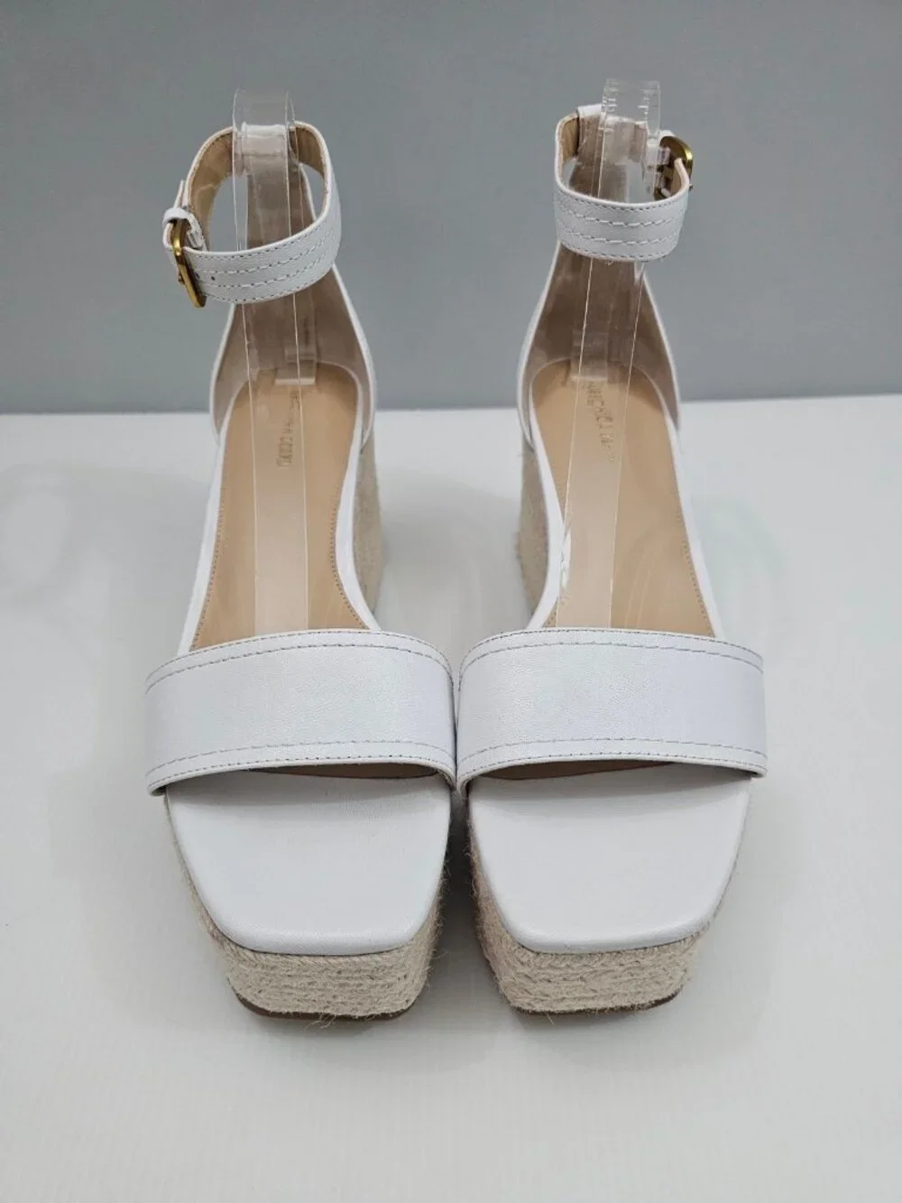 Veronica Beard Gianna Espadrille Wedge Sandal 10.5 White Leather Ankle Strap
